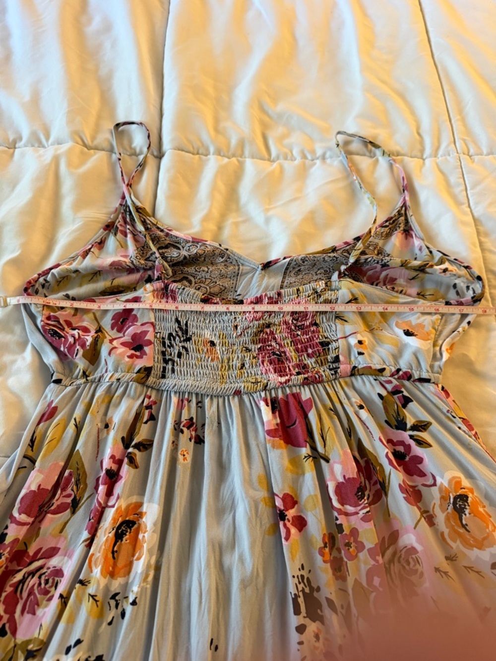 Angie Light Blue Floral High-Low Spaghetti Strap Dress - Picture 6 of 6